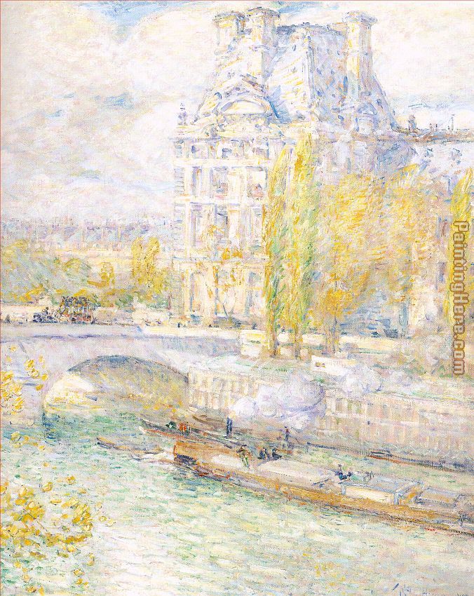 Le Louvre et le Pont Royal painting - childe hassam Le Louvre et le Pont Royal art painting